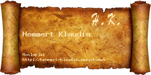 Hemmert Klaudia névjegykártya